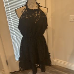 EXLURA Sleeveless Lace Halter Neck Dress Floral Guest Elegant Dress Size XL